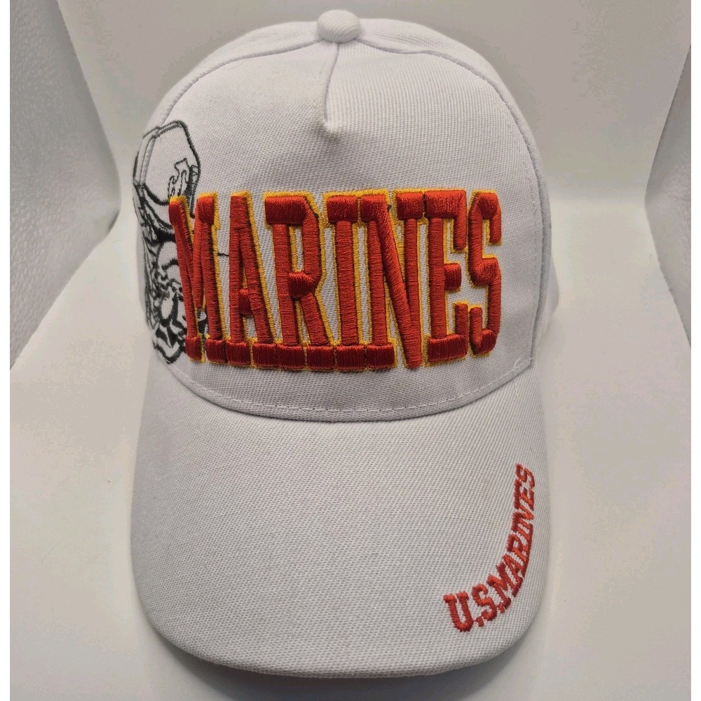 Marines‎ Hat Mens OSFM Military Workwear Cotton Adjustable White Hat